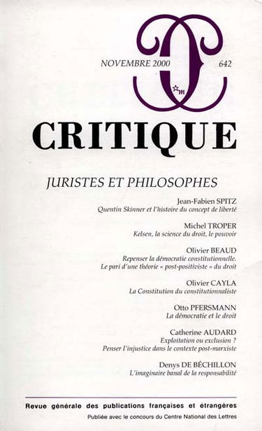 Critique, n° 642. Juristes et philosophes