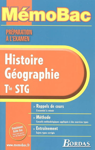 Couverture de Histoire géographie terminale STG : rappels de cours, méthode, entraînement