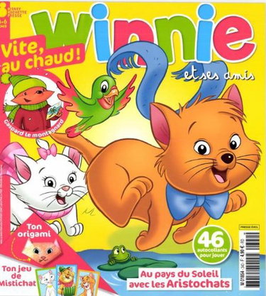 Couverture de Winnie et ses amis 3-6 ans; au pays du soleil avec les Aristochats; 46 autocollants pour jouer + ton méli-mélo magnétique
