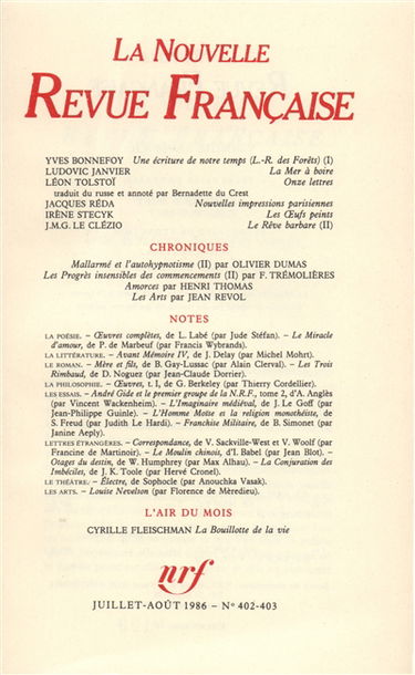 Nouvelle revue française, n° 403