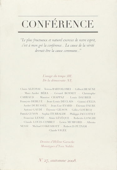 Conference N°27: L'Usage du Temps III