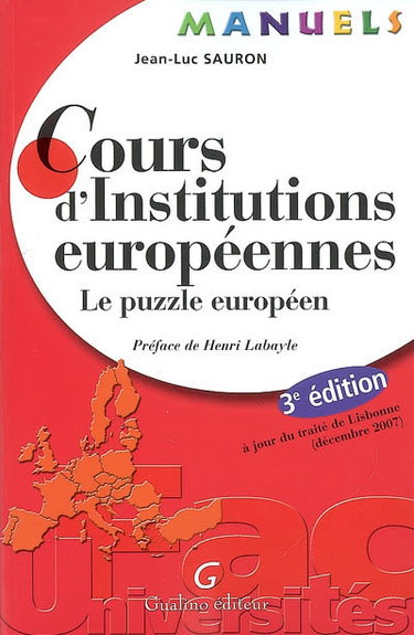 Couverture de Cours d'institutions européennes : le puzzle européen
