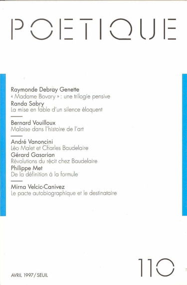 Poétique, numéro 110