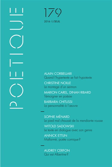 Poétique, n° 179