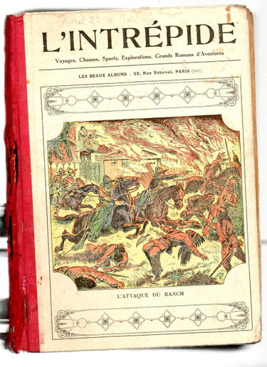 Couverture de l'intrépide.les beaux albums.du n°608 dimanche 16 avril 1922 au n° 655 dimanche 11 mars 1923.terre-ciel-eau.aventures-sports-voyages.15 à 16 pages par numéro