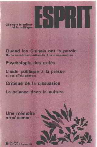 Couverture de Revue esprit juin 1979 / quand les chinois ont la parole