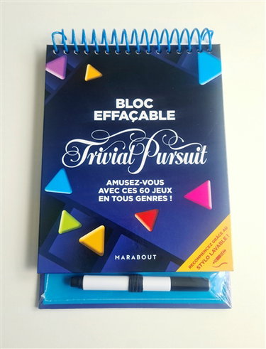Couverture de Trivial Pursuit : bloc effaçable : amusez-vous avec ces 60 jeux en tous genres !