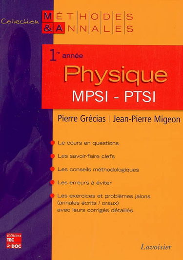 Physique, 1re année MPSI-PTSI
