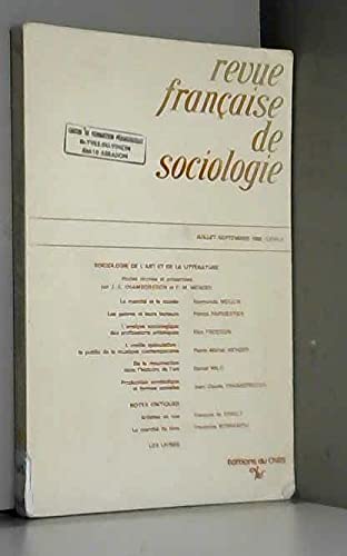 Couverture de Revue française de sociologie XXVII, numéro 3, 1986
