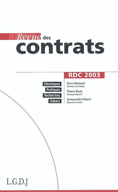 Revue des contrats, n° 1