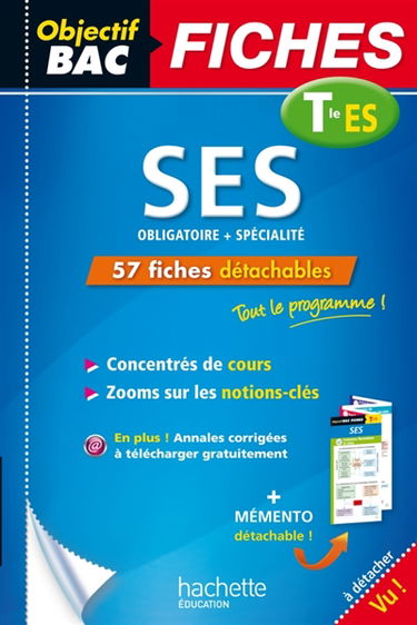 SES, terminale ES : oligatoire + spécialité : 57 fiches détachables