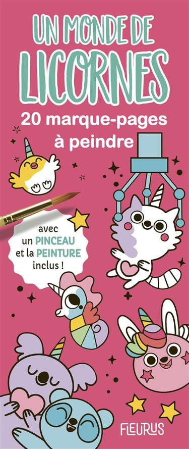 Couverture de Un monde de licornes : 20 marque-pages à peindre