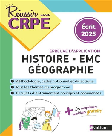 Couverture de Histoire, EMC, géographie : épreuve d'application : écrit 2025