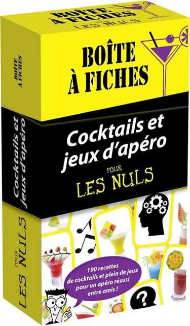 Cocktails et jeux d'apéro pour les nuls : boîte à fiches : 190 recettes de cocktails et plein de jeux pour un apéro réussi entre amis !