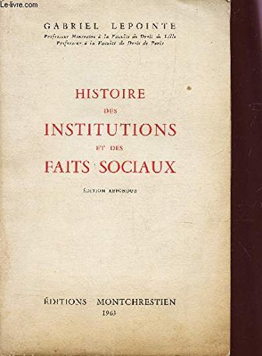 Couverture de Histoire des institutions et des faits sociaux.