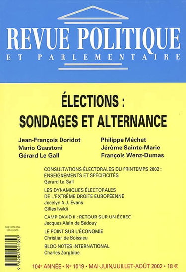 Couverture de Revue politique et parlementaire, n° 1019. Elections : sondages et alternance
