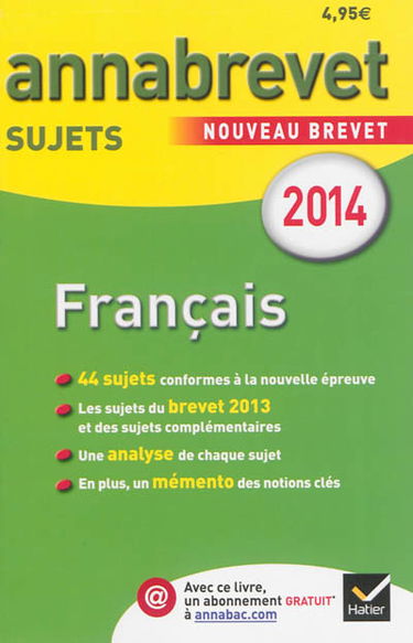 Français, séries générale et professionnelle, 2014