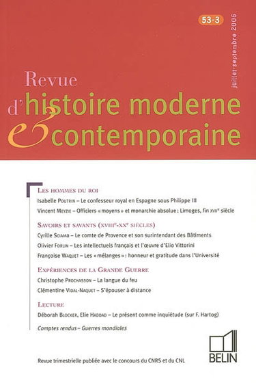Revue d'histoire moderne et contemporaine, n° 53-3