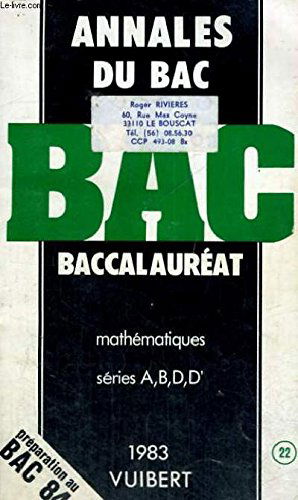 Bac 84, sujets corriges et commentes de mathematiques, series f, g, h