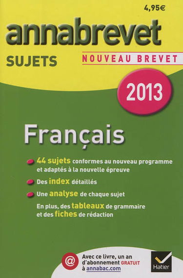 Français : sujets : nouveau brevet 2013