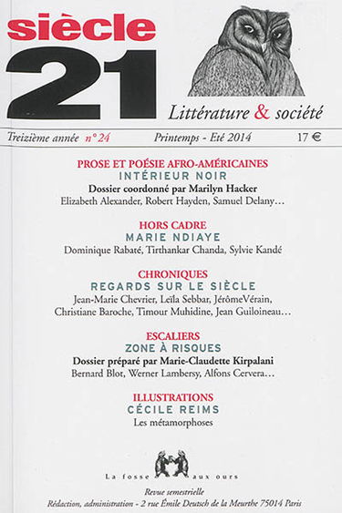 Siècle 21, littérature & société, n° 24. Prose et poésie afro-américaine : intérieur noir