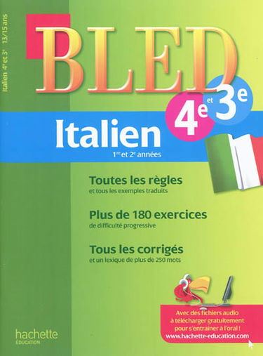 Bled italien 1re et 2e années, 4e-3e, 13-15 ans