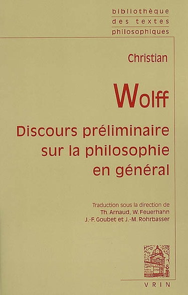 Discours préliminaire sur la philosophie en général