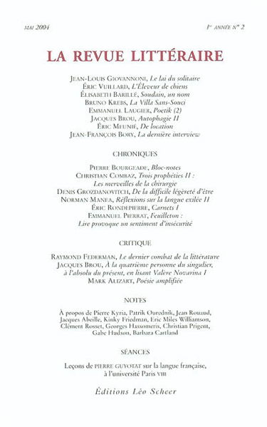 Revue littéraire (La), n° 2