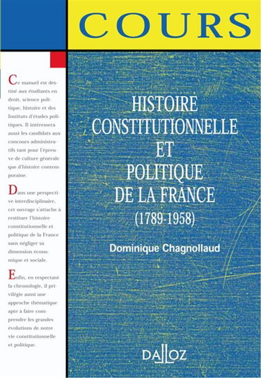 Histoire constitutionnelle et politique de la France (1789-1958)