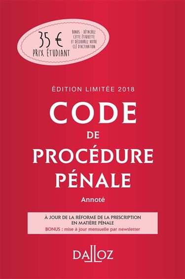 Code de procédure pénale 2018, annoté