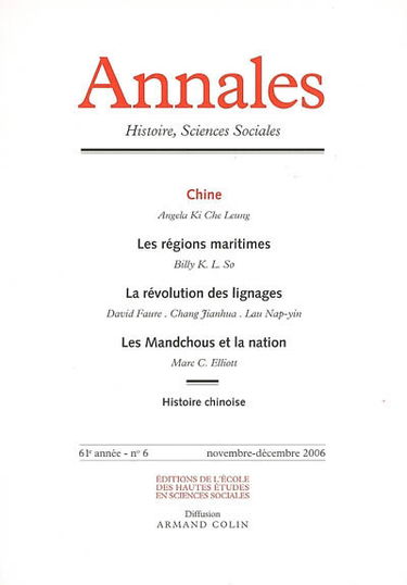 Annales, n° 6 (2006). Chine