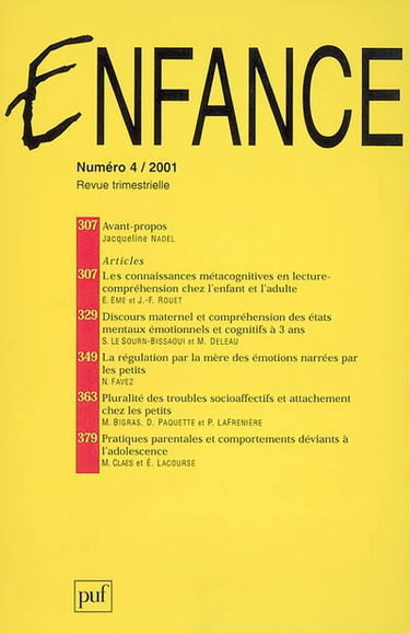 Enfance, n° 4 (2001)