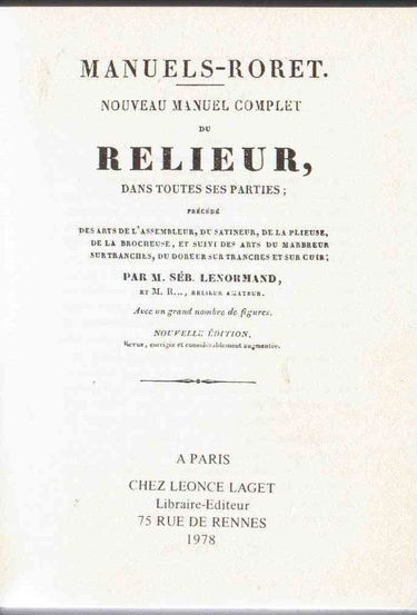 Nouveau manuel complet du relieur, dans toutes ses parties