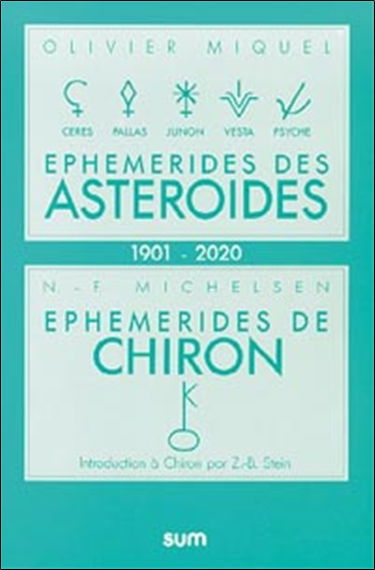 Ephémérides des astéroïdes : positions tous les 5 jours à 0 h GMT, Cérès, Pallas, Junon, Vesta, Psyché, 1901-2020. Ephémérides de Chiron : 1901-2020, positions tous les 5 jours à 0 h GMT