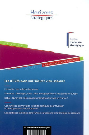 Couverture de Horizons stratégiques, n° 4. Les jeunes dans une société vieillissante par France. Centre d'analyse stratégique