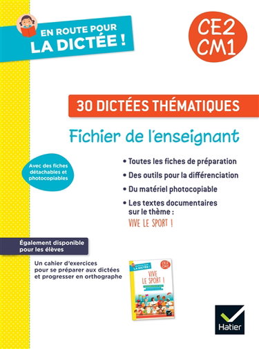 Couverture de 30 dictées thématiques CE2, CM1 : fichier de l'enseignant