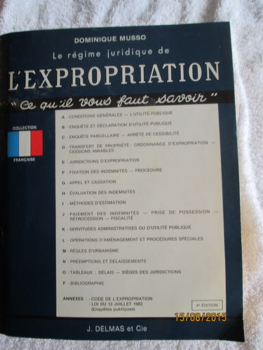 Le Régime juridique de l'expropriation