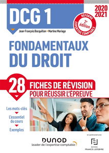 DCG 1, fondamentaux du droit : 28 fiches de révision pour réussir l'épreuve : réforme expertise comptable 2020-2021
