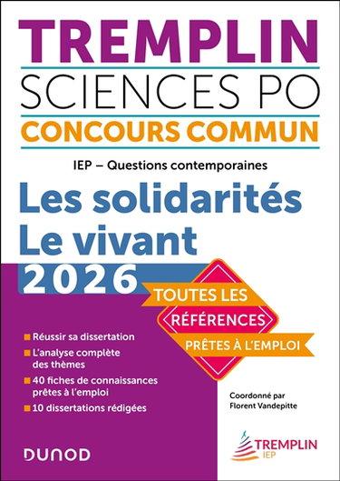 Tremplin Sciences Po, concours commun, 2026 : IEP, questions contemporaines : les solidarités, le vivant