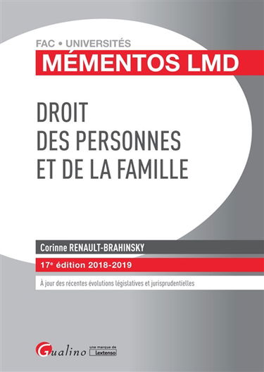 Droit des personnes et de la famille : 2018-2019