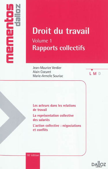 Droit du travail. Vol. 1. Rapports collectifs
