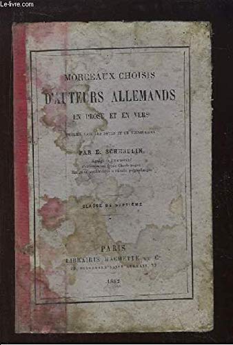 Couverture de Morceaux choisis d'Auteurs Allemands, en prose et en vers. Classe de 7ème.