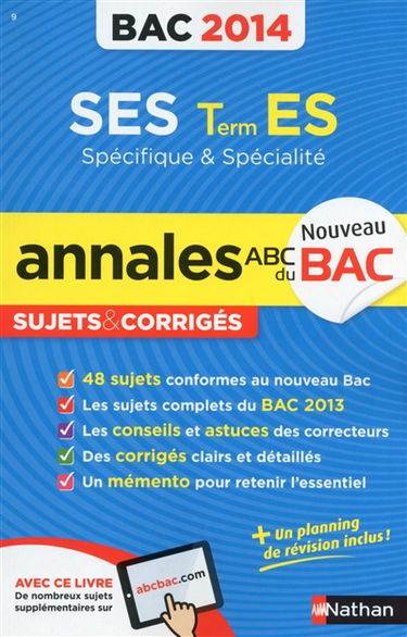 SES, terminale ES spécifique & spécialité : bac 2014