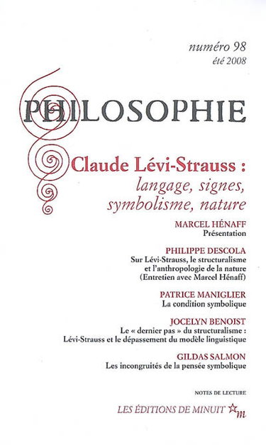 Couverture de Philosophie, n° 98. Claude Lévi-Strauss : langage, signes, symbolisme, nature par Collectif