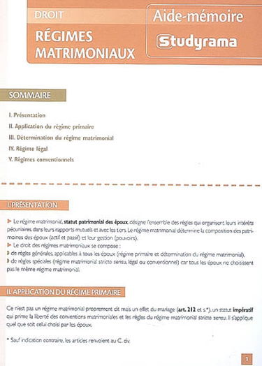 Régimes matrimoniaux