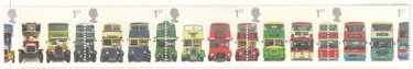 Couverture de 2001 150e anniversaire du premier bus à deux étages Bande horizontale de 5 timbres, menthe non montée.