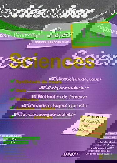 Sciences 1re L, ES : nouveau programme