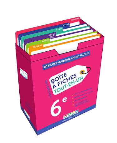 Couverture de Boîte à fiches tout-en-un 6e : 110 fiches pour une année réussie par Collectif