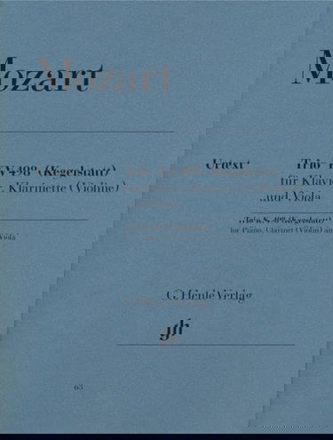 Trio K498 Mib Majeur Trio des Quilles-Nouvelle version --- Clarinette(ou Violon)/Alto/Piano - Matériel