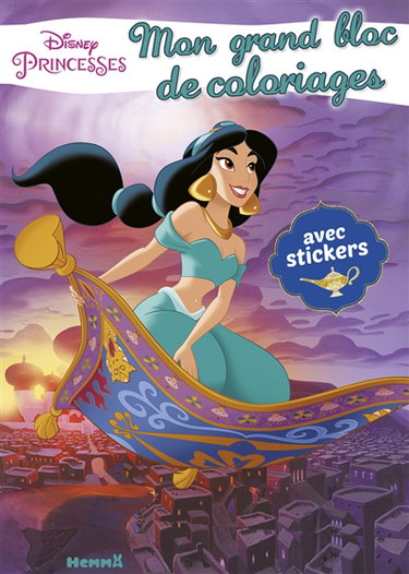 Couverture de Disney princesses : mon grand bloc de coloriages avec stickers par Walt Disney company